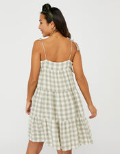 Gingham Strappy Sun Dress, Green (GREEN), large