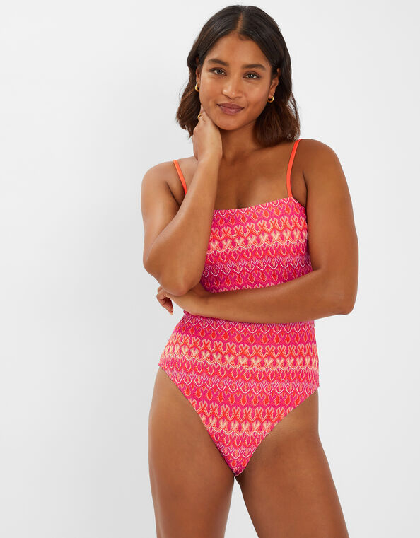 Crochet Bandeau Swimsuit, Multi (BRIGHTS MULTI), large