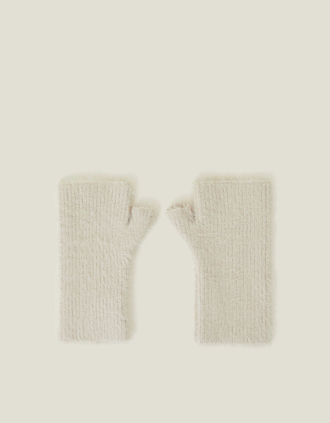 Fluffy Cut Off Gloves, Natural (NATURAL), large