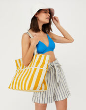 Woven Striped Tote Bag, Yellow (YELLOW), large