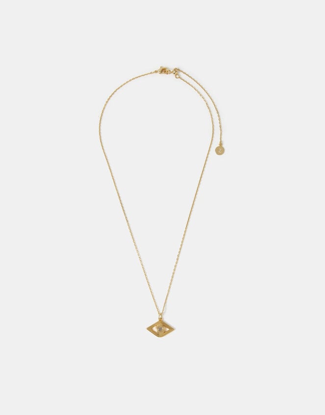 14ct Gold-Plated Evil Eye Pendant Necklace, , large