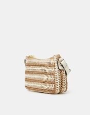 Two-Tone Woven Crossbody Bag, , large