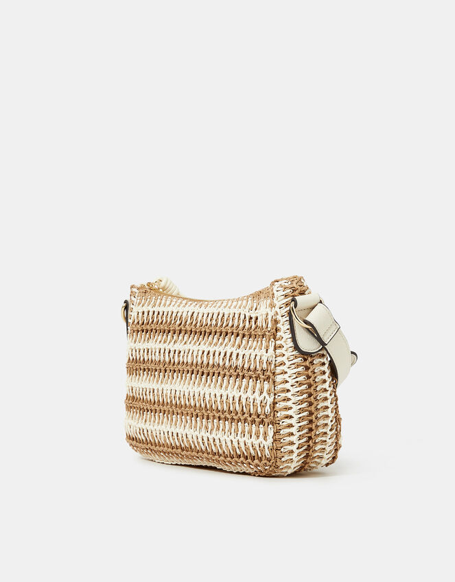Two-Tone Woven Crossbody Bag, , large