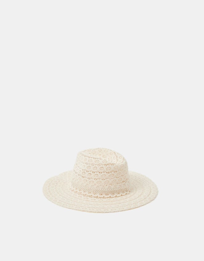 Lace Fedora Hat, , large