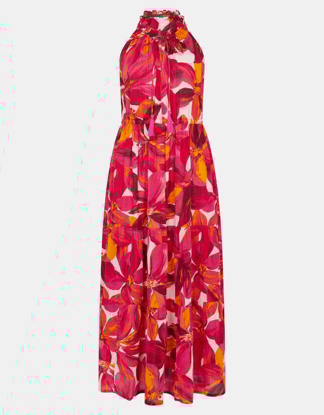 Halter Neck Floral Print Midi Dress, Multi (BRIGHTS MULTI), large