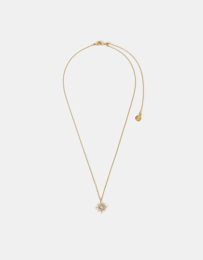 14ct Gold-Plated Sparkle Star Pendant Necklace, , large