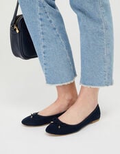 Simple Bow Ballerina Flats, Blue (NAVY), large