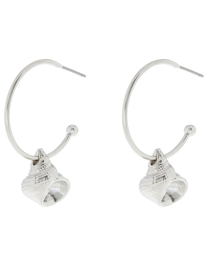 Seashell Mini Hoop Stud Earrings, , large