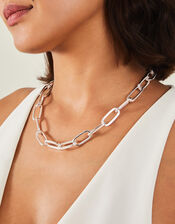 Chain Link Necklace, Silver (SILVER), large