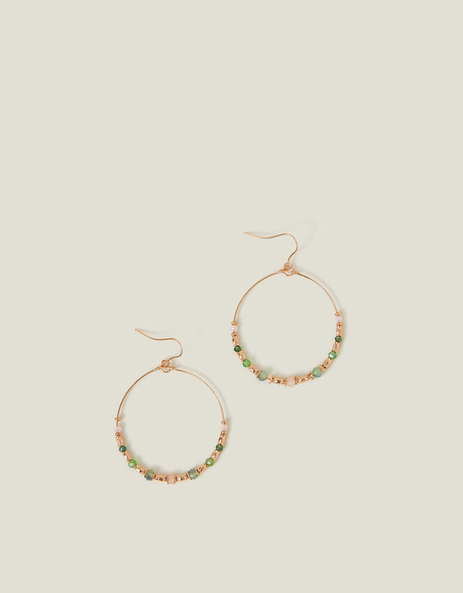 Small Beaded Hoop Earrings, , large