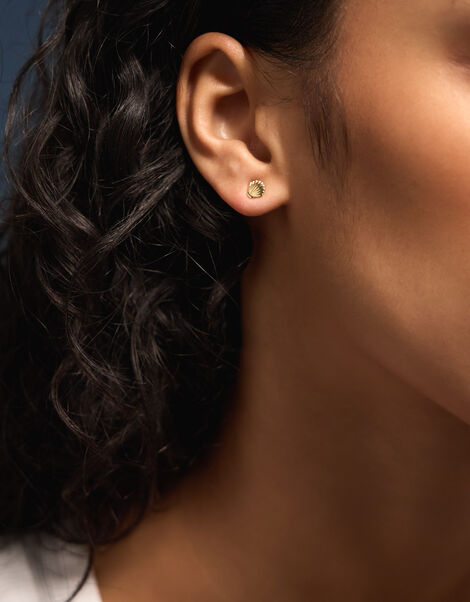 4-Pack 14ct Gold-Plated Shell Pearl Stud & Hoop Earrings, , large