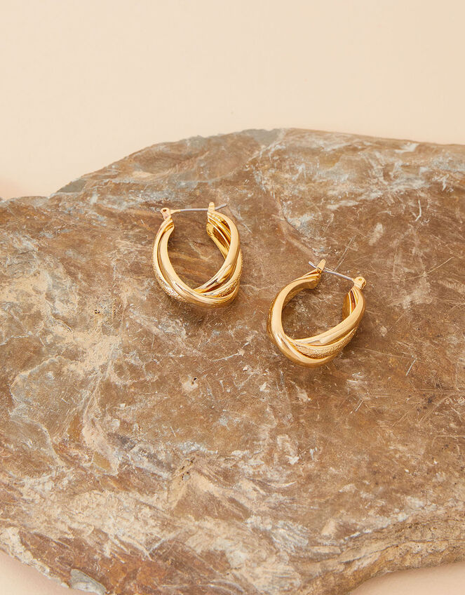 Interlocking Textured Hoops, , large