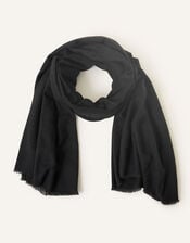 Plain Super-Soft Blanket Scarf Black, , large