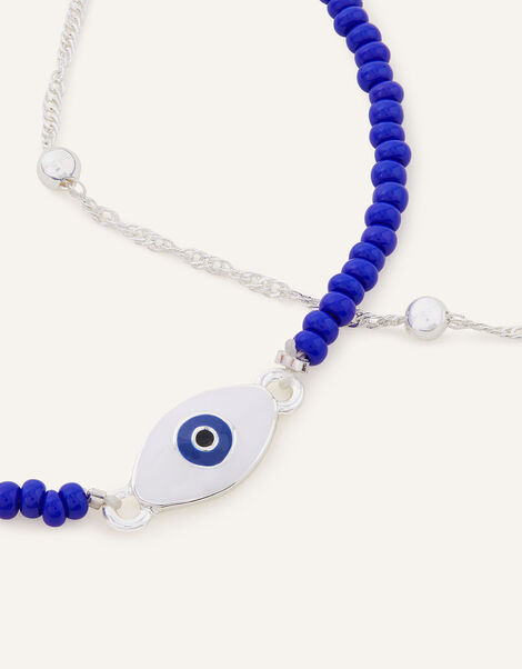 Beaded Evil Eye Twisted Chain Necklaces Set of Two, , large