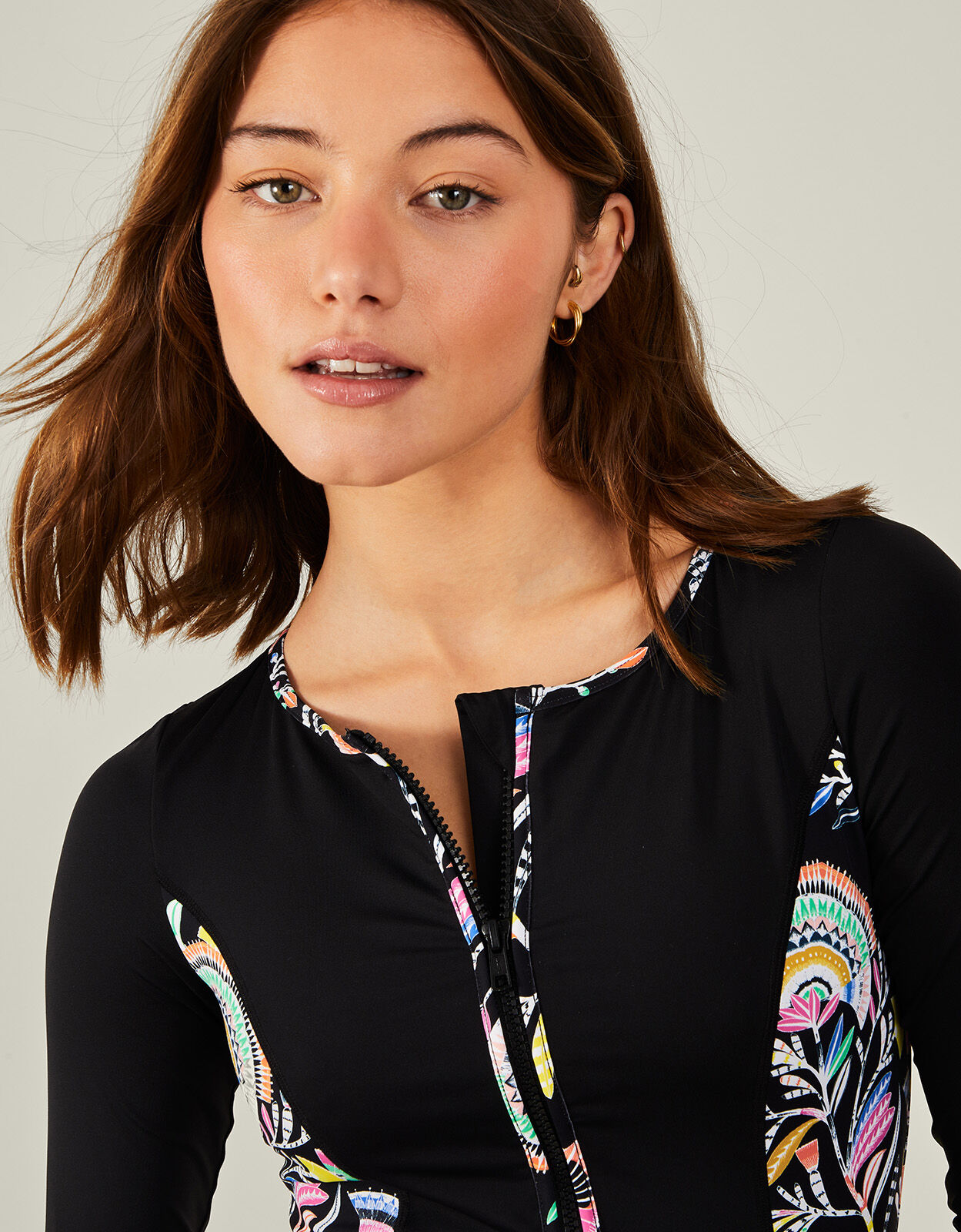 Long Sleeve Panel Swimsuit Black Shop All Accessorize UK