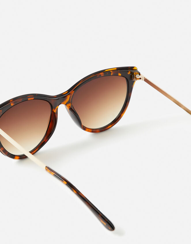 Mya Metal Arm Cateye Sunglasses with Recycled Materials, Brown (TORT), large