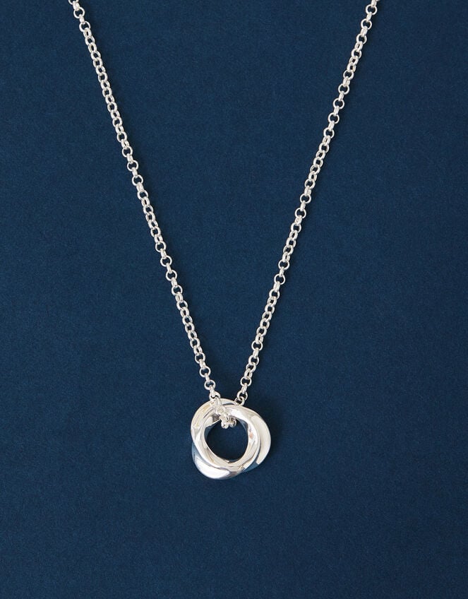 Sterling Silver-Plated Chunky Pendant Necklace, , large