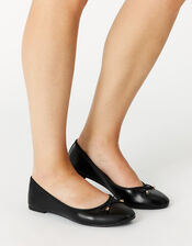 Plain Ballerina Flats, Black (BLACK), large