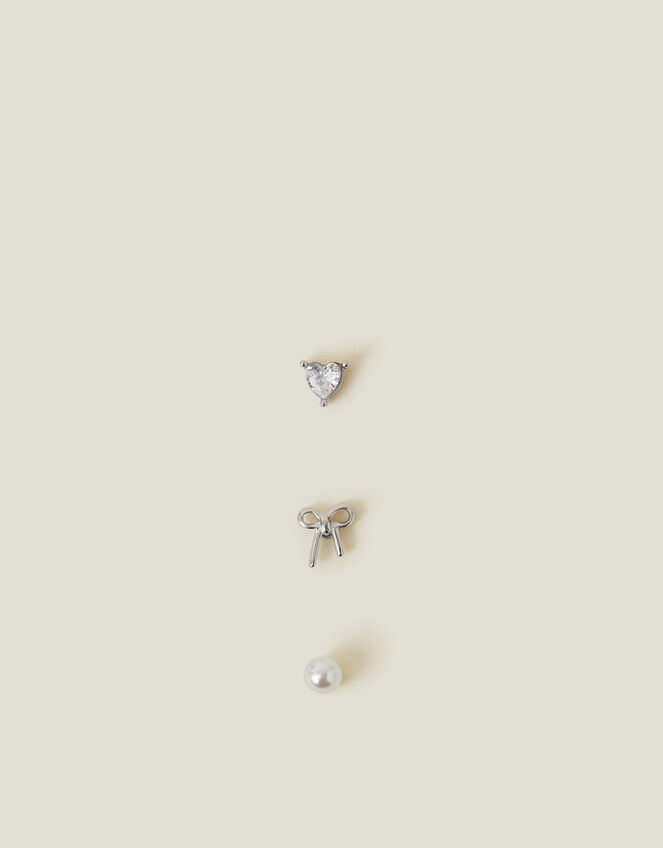 3-Pack Platinum-Plated Surgical Steel Flatback Stud Earrings, , large