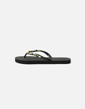 Beaded Flip Flops, Black (BLACK), large