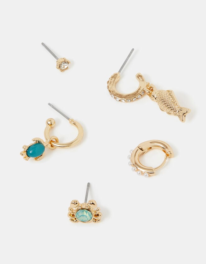 5-Pack Fish Stud & Hoop Earrings, , large