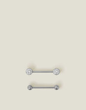 2-Pack Platinum-Plated Surgical Steel Nipple Bars, , large