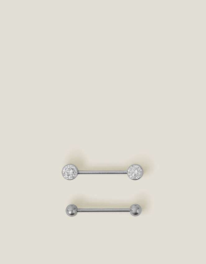 2-Pack Platinum-Plated Surgical Steel Nipple Bars, , large