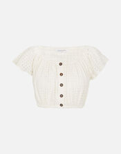 Broderie Crop Top, Ivory (IVORY), large