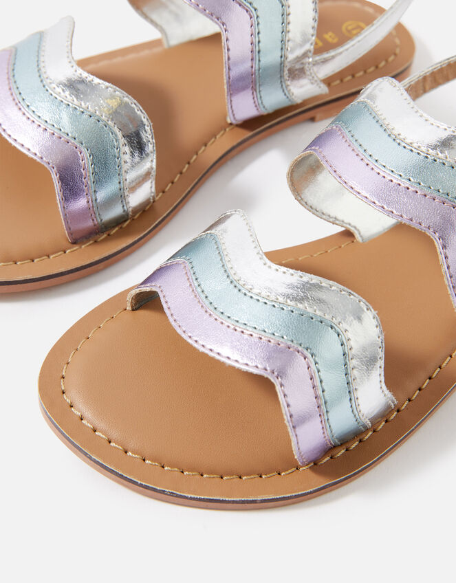Girls Wavy Metallic Sandals, Metallic (METALLICS), large