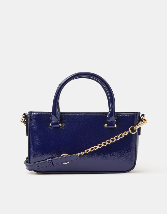 Patent Crossbody Handbag, Blue (NAVY), large
