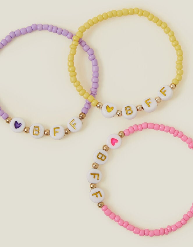 3-Pack Girls BBF Bead Friendship Bracelets, , large