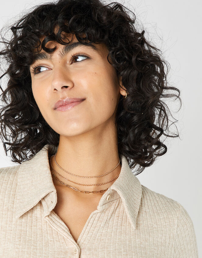 Chain Choker Necklace Set of Three, , large