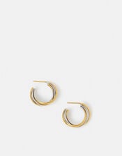 Stainless Steel Mixed Metal Twist Hoop Earrings, , large