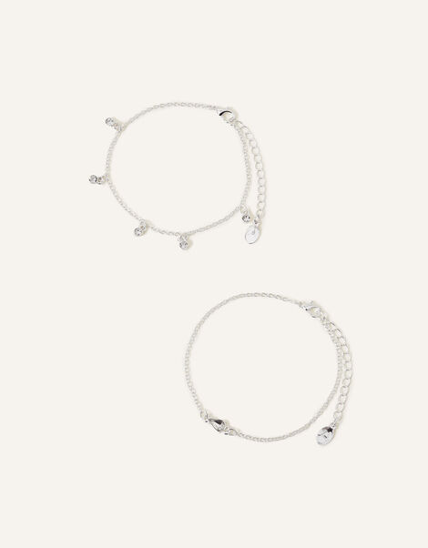 Crystal Drop Anklets Set of Two, , large