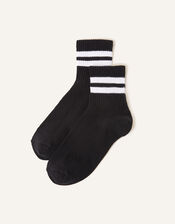 Sport Stripe Varsity Ankle Socks, Black (BLACK), large
