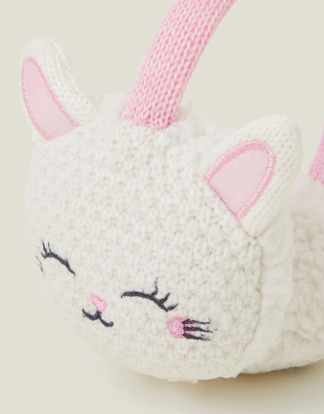 Girls Knit Bunny Earmuffs, , large