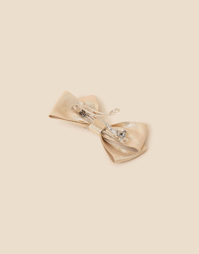 Sparkle Bow Barrette Clip, Gold (GOLD), large