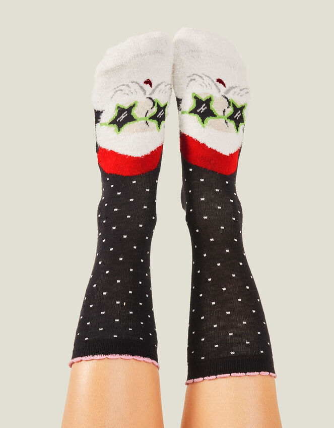 Starry Eyed Santa Socks, , large
