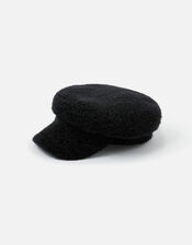 Fluffy Sparkle Baker Boy Hat, Black (BLACK), large