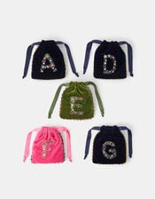 Initial Velvet Drawstring Bag, Multi (MULTI), large