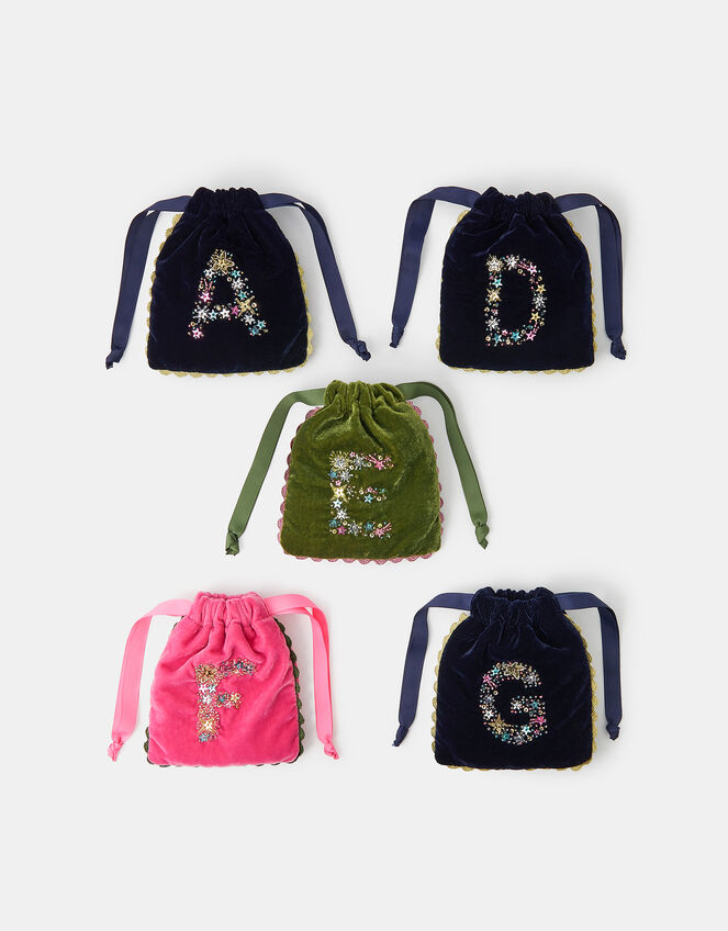 Initial Velvet Drawstring Bag, Multi (MULTI), large