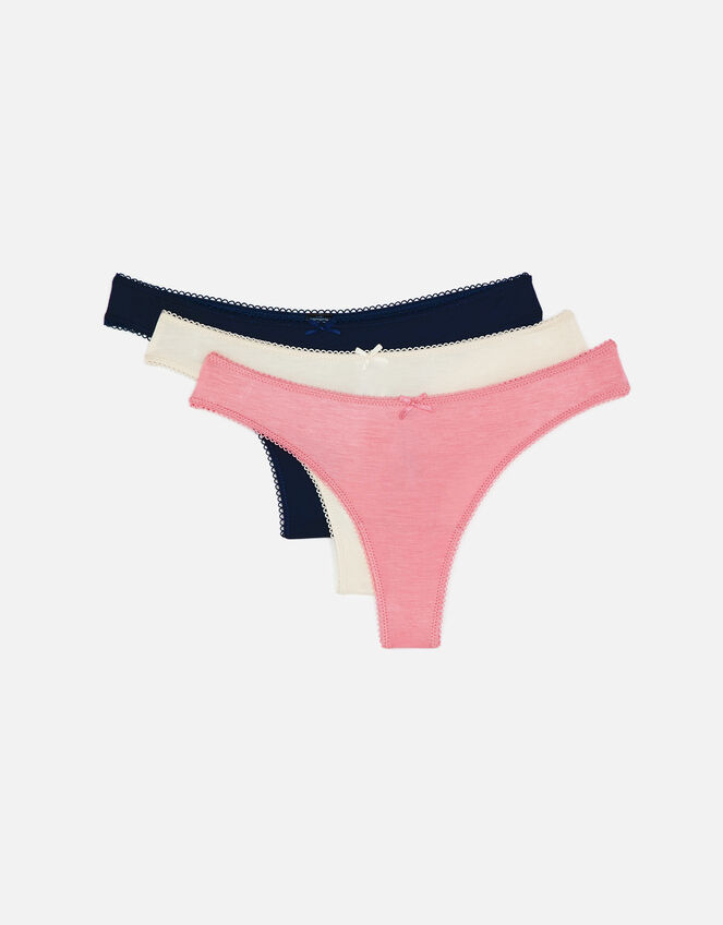 Natural Bamboo Fibre Thongs Set of Three, Natural (NATURAL), large