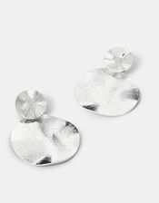 Textured Circle Drop Earrings, , large