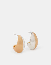 Mixed Metal Curve Drop Earrings, , large