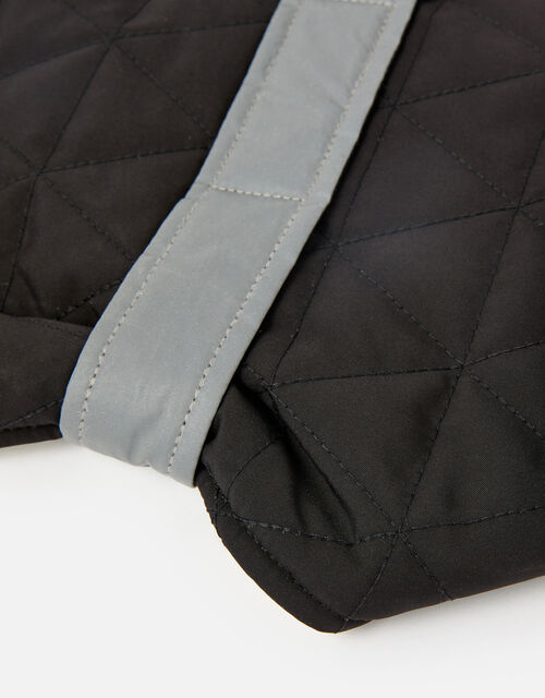 Quilted Dog Jacket with Reflector Strap, Black (BLACK), large