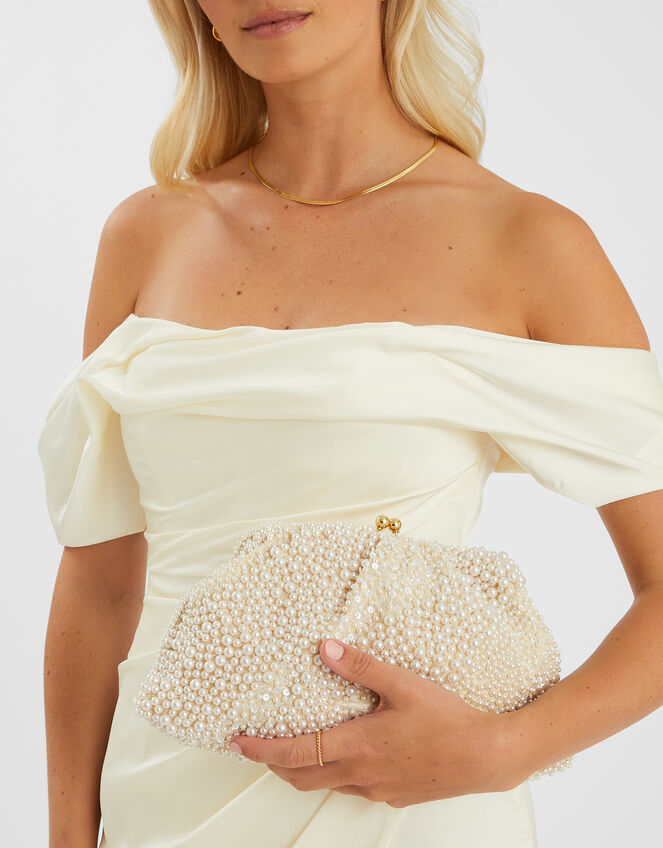 Bridal Cloud Pearl Beaded Mini Bag, , large
