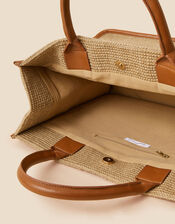 Large Embroidered Jute Handheld Bag, , large
