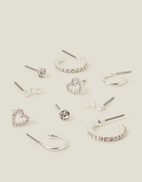 10-Pack Diamant&eacute; Star Stud & Hoop Earrings, , large