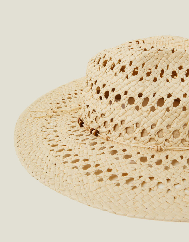 Woven Beaded Fedora Hat, , large