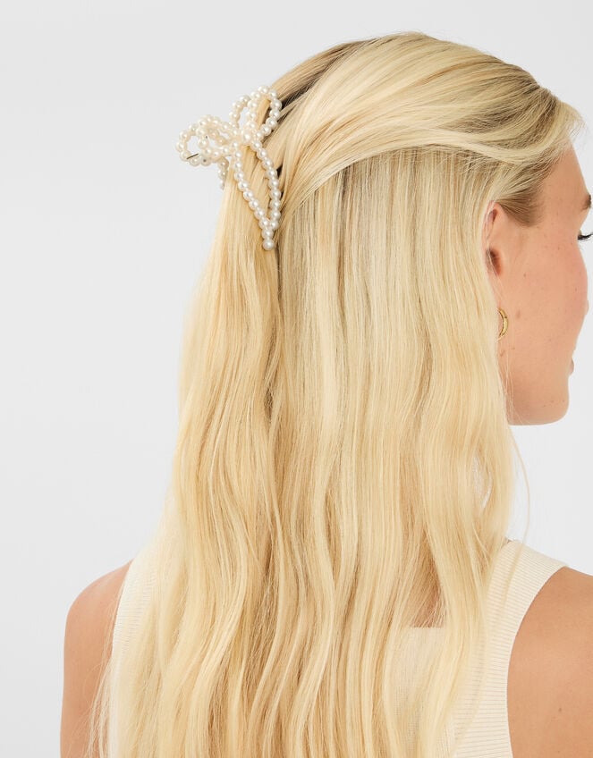 Pearl Bow Claw Clip, , large